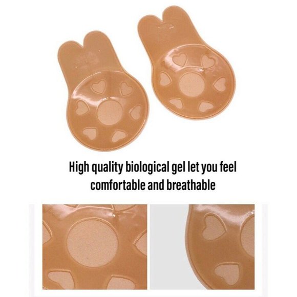 Adhesive Rabbit Strapless Bra Nipple Covers -Beige - Picture 3 of 4